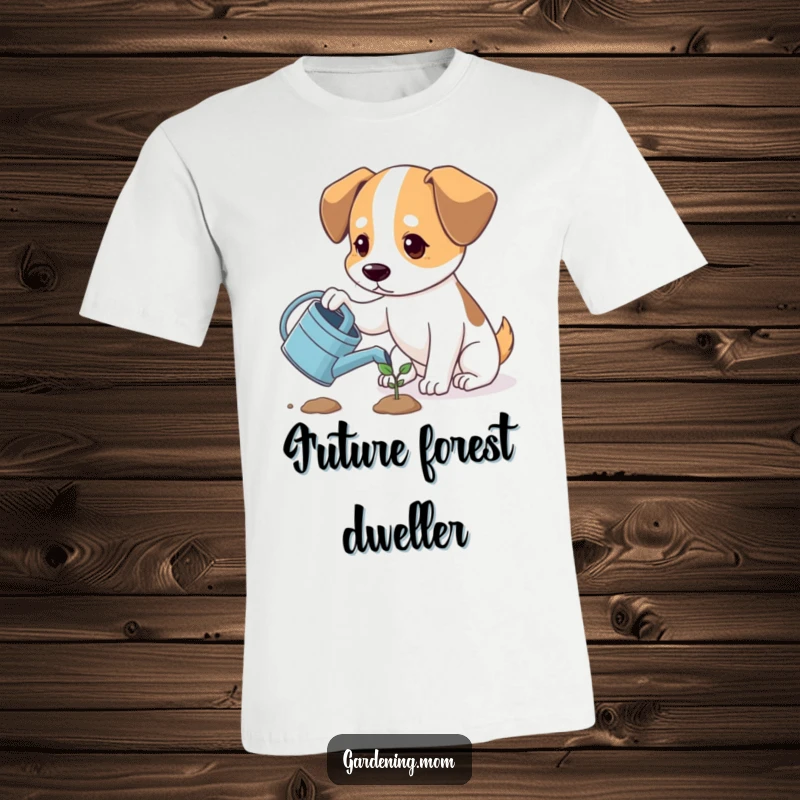 Funny hopeful dog wearing a watering can, nurturing future growth, a humorous and optimistic statement.