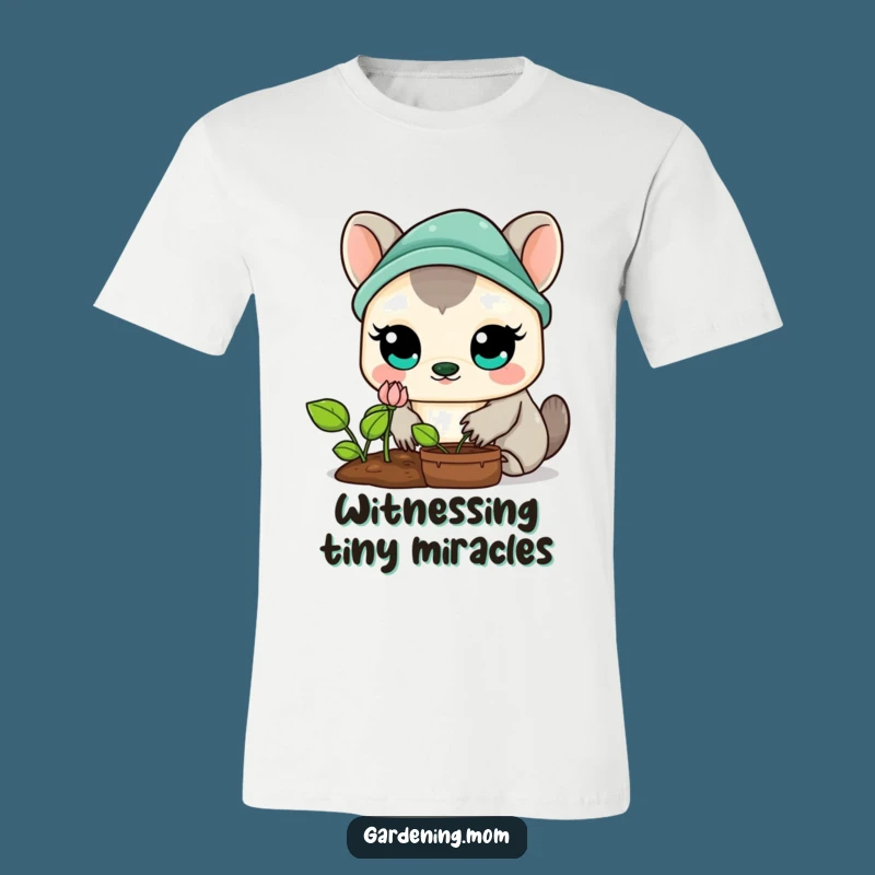 Funny Kawaii Gardening Animal T-Shirt: Wide-Eyed Sprout Fan, Hilarious Apparel