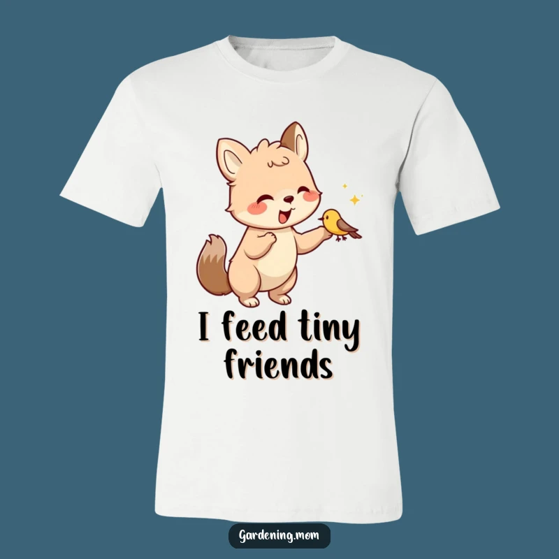 Funny Kind Animal T-Shirt: Adorable Character Hand-Feeding Bird, Great Gift