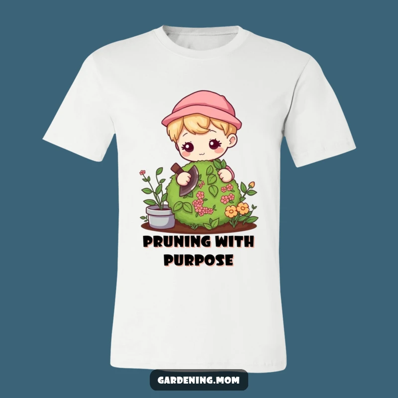 Funny Kawaii Gardener T-Shirt: Gentle Pruning Focus - Garden Humor Apparel
