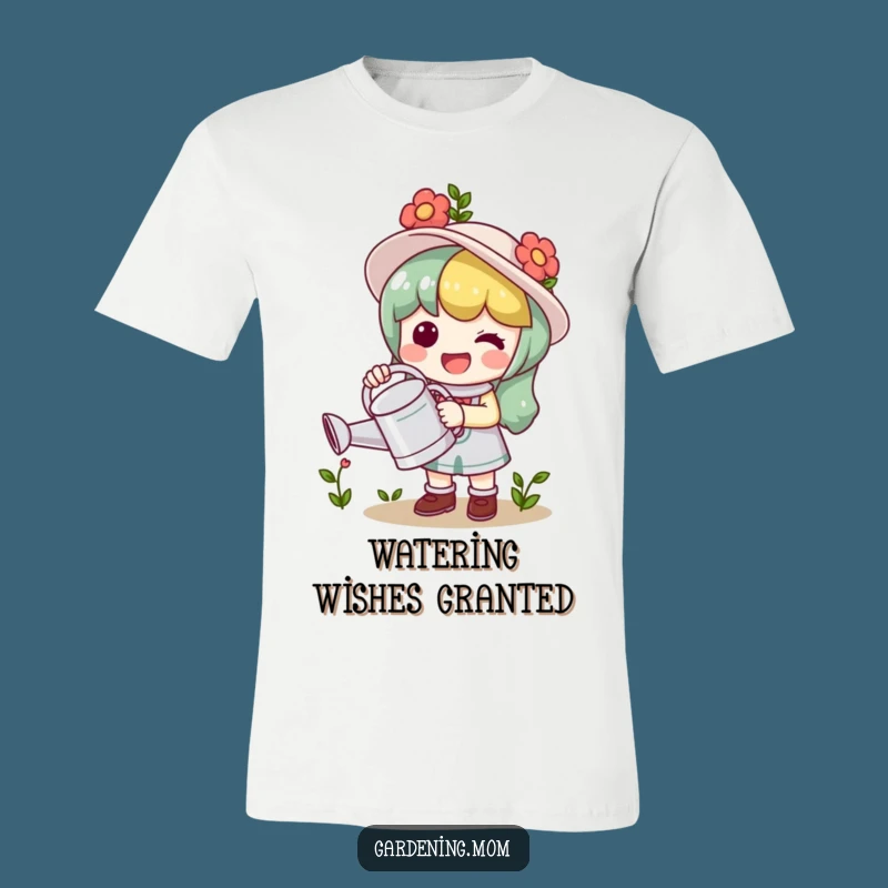 Funny Kawaii Gardener T-Shirt: Cute Watering Can Character Tee Gift