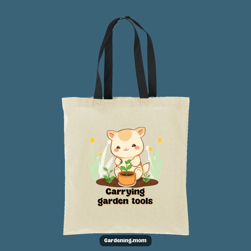 Funny Kawaii Gardener Tote Bag: Carry Your Plants with Cute Animal Humor