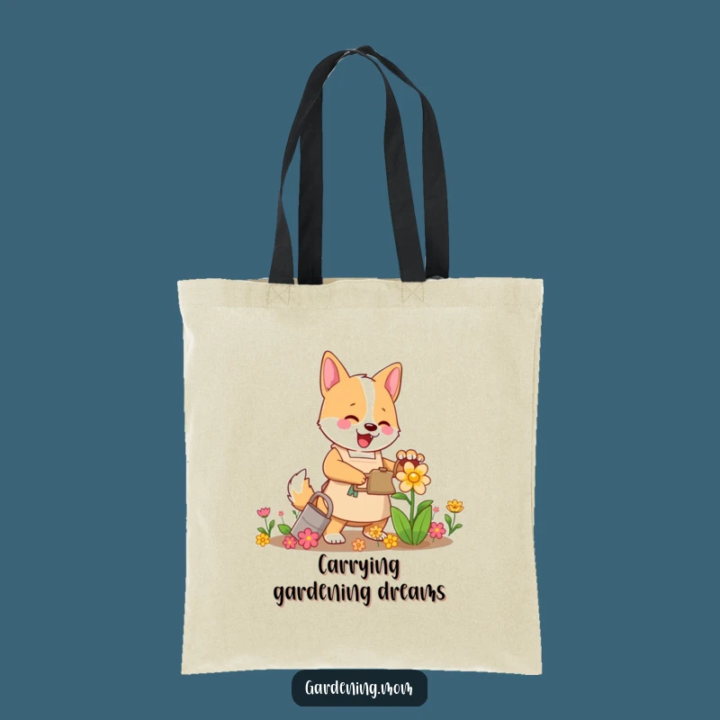 Funny Mama Dog Gardener Tote Bag - Cheerful Flower Watering Carryall
