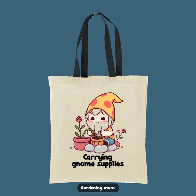 Funny Kawaii Gardener Tote Bag: Gnome Maker Character Eco Gift