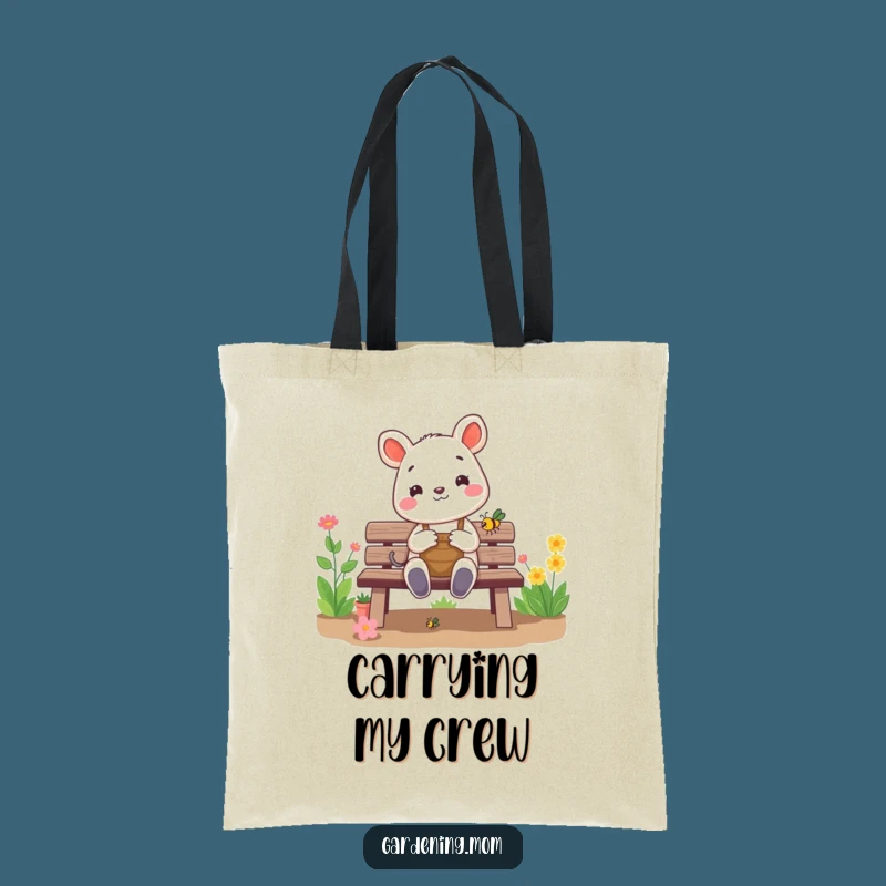 Funny Gardening Animal Tote Bag: Cheerful Critter Admires Bug, Practical Funny Gift