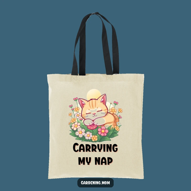 Funny Cat Tote Bag: Snoozing Cat Design, Spacious & Cute Funny Gift