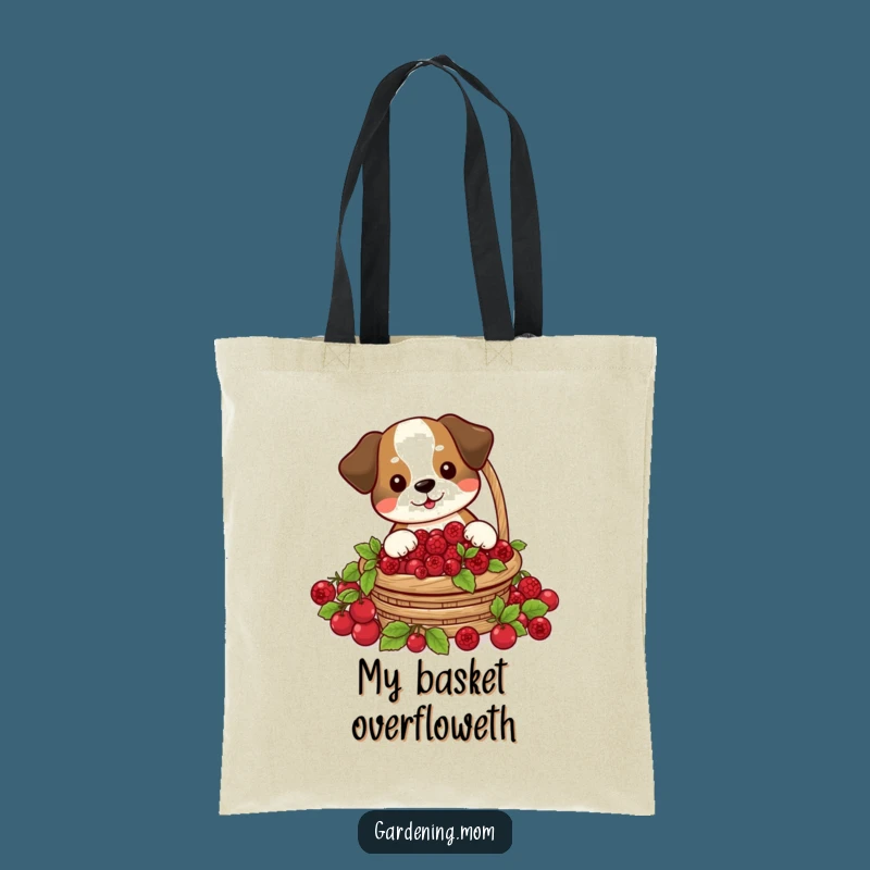 Funny Dog Berry Harvest Tote Bag: Cheerful Forager's Hilarious Pet Shopping Gift