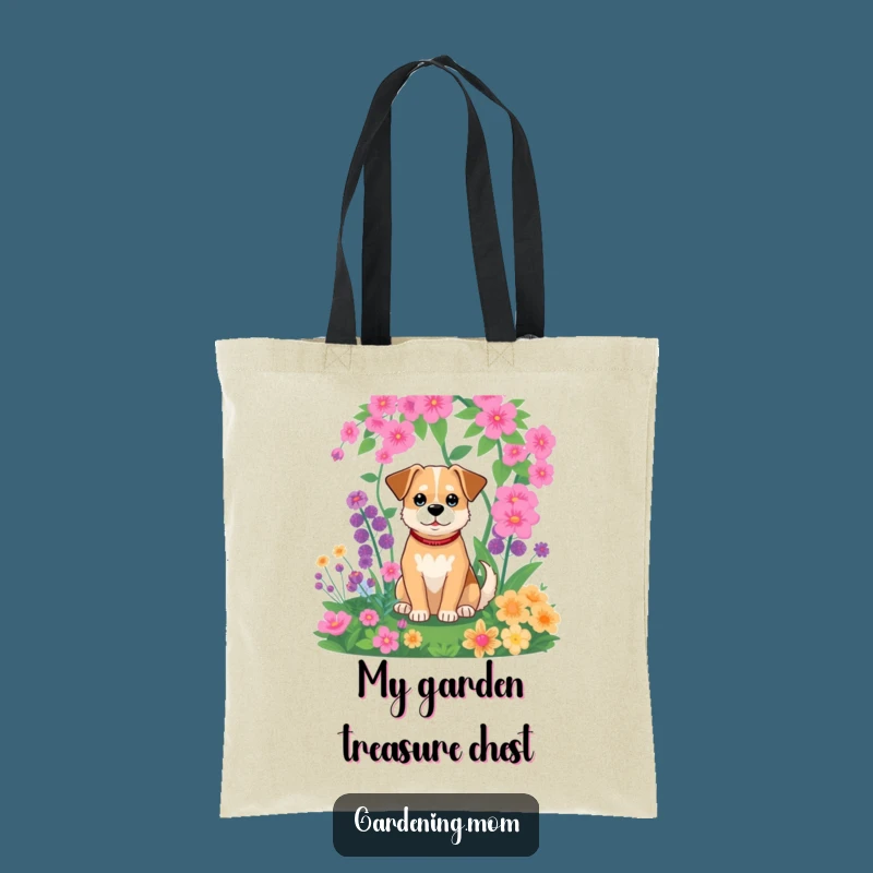 Funny Dog Garden Scene Tote Bag: Relaxed Pet's Hilarious Greenery Shopping Gift
