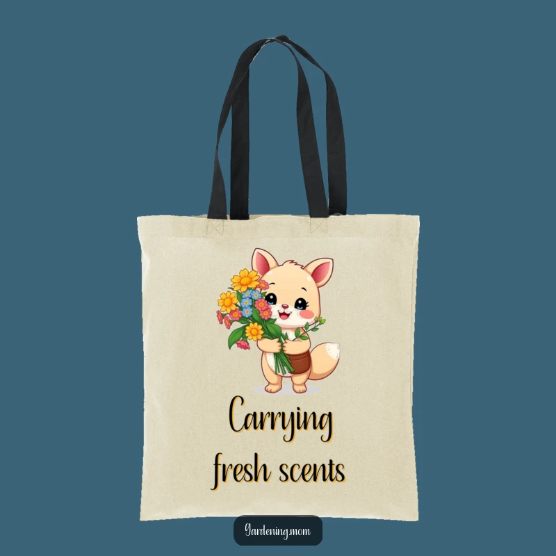 Funny Gardening Animal Tote Bag: Happy Critter Holds Flowers With Pride, Stylish Funny Gift