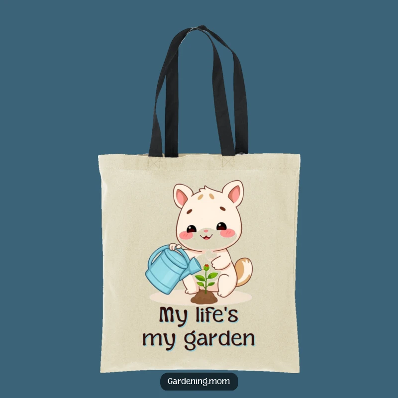 Funny Happy Animal Watering Plant Tote Bag: Cheerful Eco-Friendly Carryall