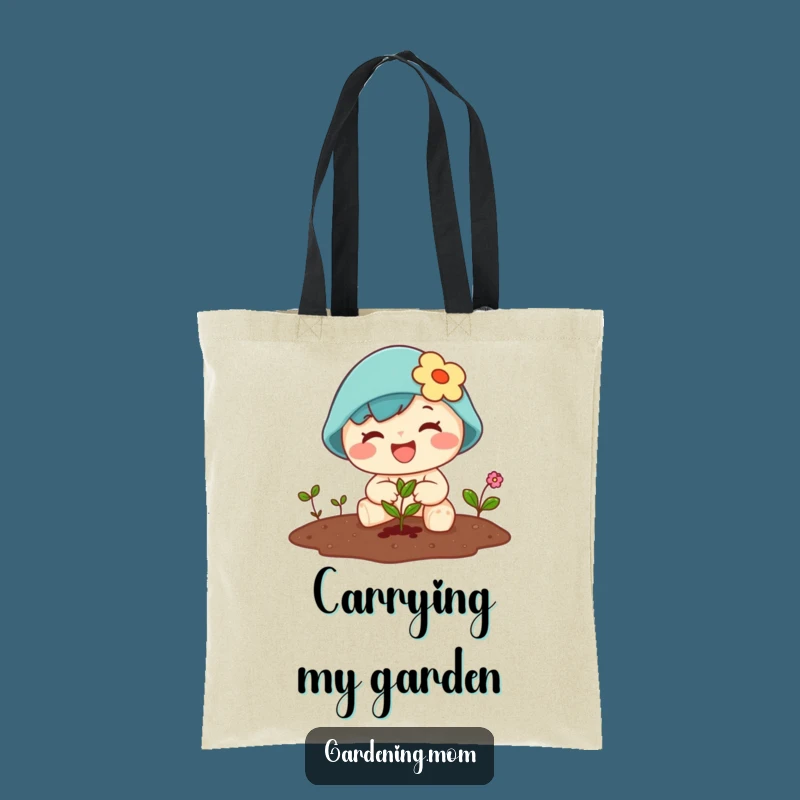 Funny Kawaii Gardener Tote Bag: Planting Seed Character Accessory Gift