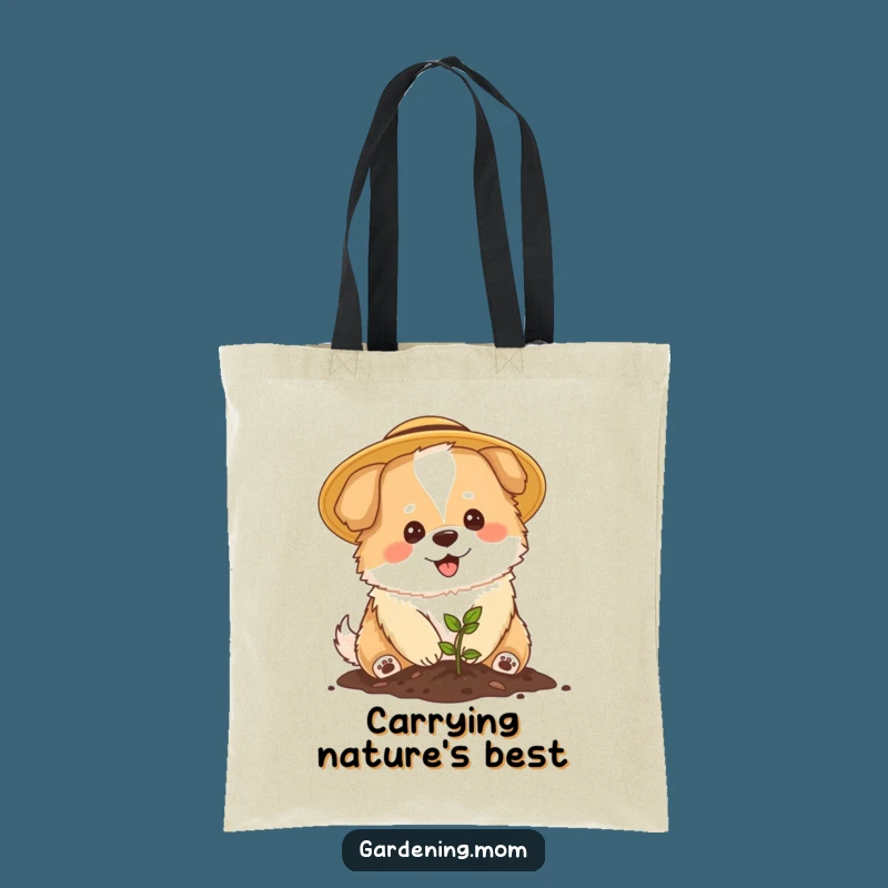 Funny Mama Dog Gardener Tote Bag - Cute Planting Pup Carryall Gift