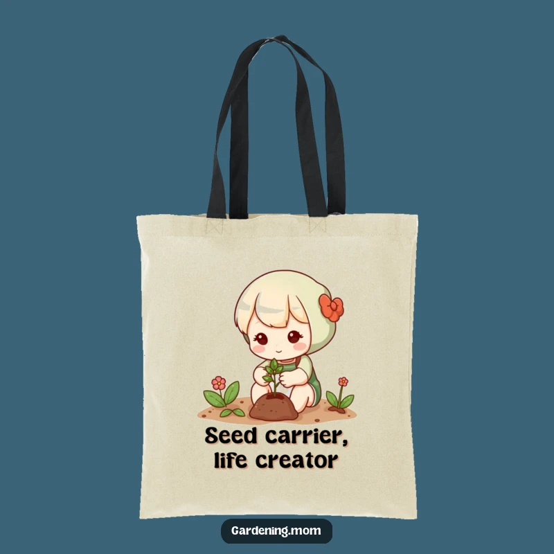 Funny Cute Gardening Character Tote Bag - Gentle Seed Planting Carry-All